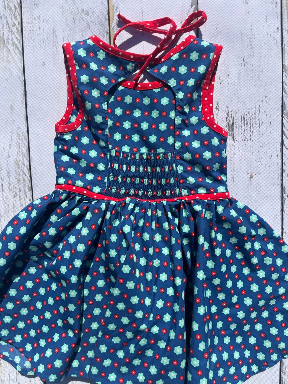 Wildflowers 4 Sleeveless Dress with Red Trim - Picture 5 of 7